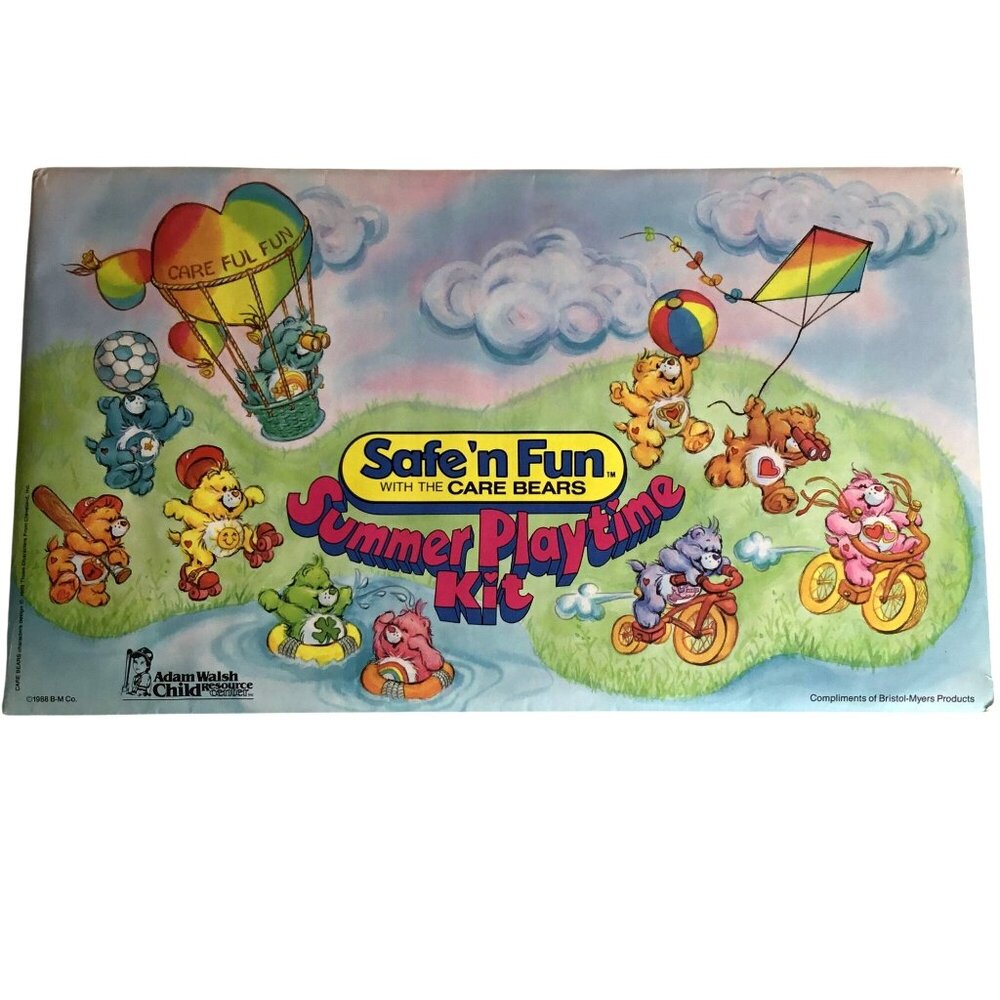 VTG 1988 Care Bears Summer Playtime Kit Game NOS Co-Lab Adam Walsh Child Safety